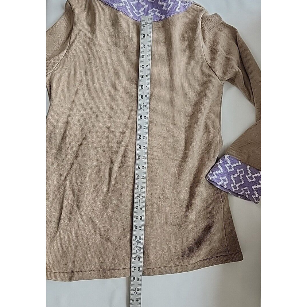 Storybook Knits M Asian Inspired Cardigan Purple Tan Geisha Fan Grandmacore - Picture 12 of 12